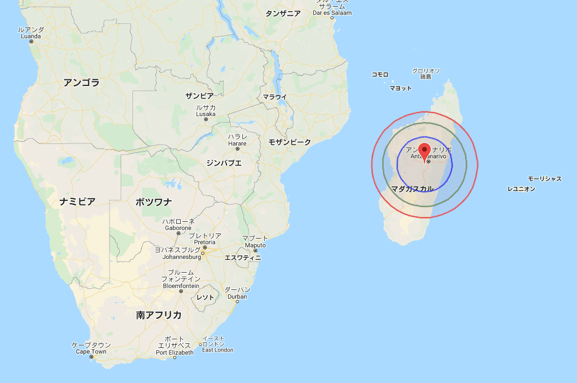 進撃の巨人の壁内の大きさをマダガスカル島と比較